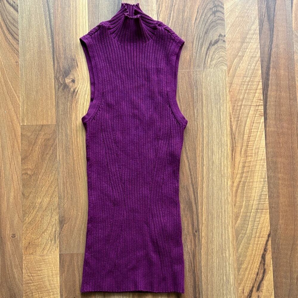 Madewell Size XXS Sleeveless Ribbed Mock stretching Neck Tank Top - Purple